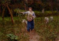 Francesco Paolo Michetti - A Shepherdess In A Pastoral Landscape